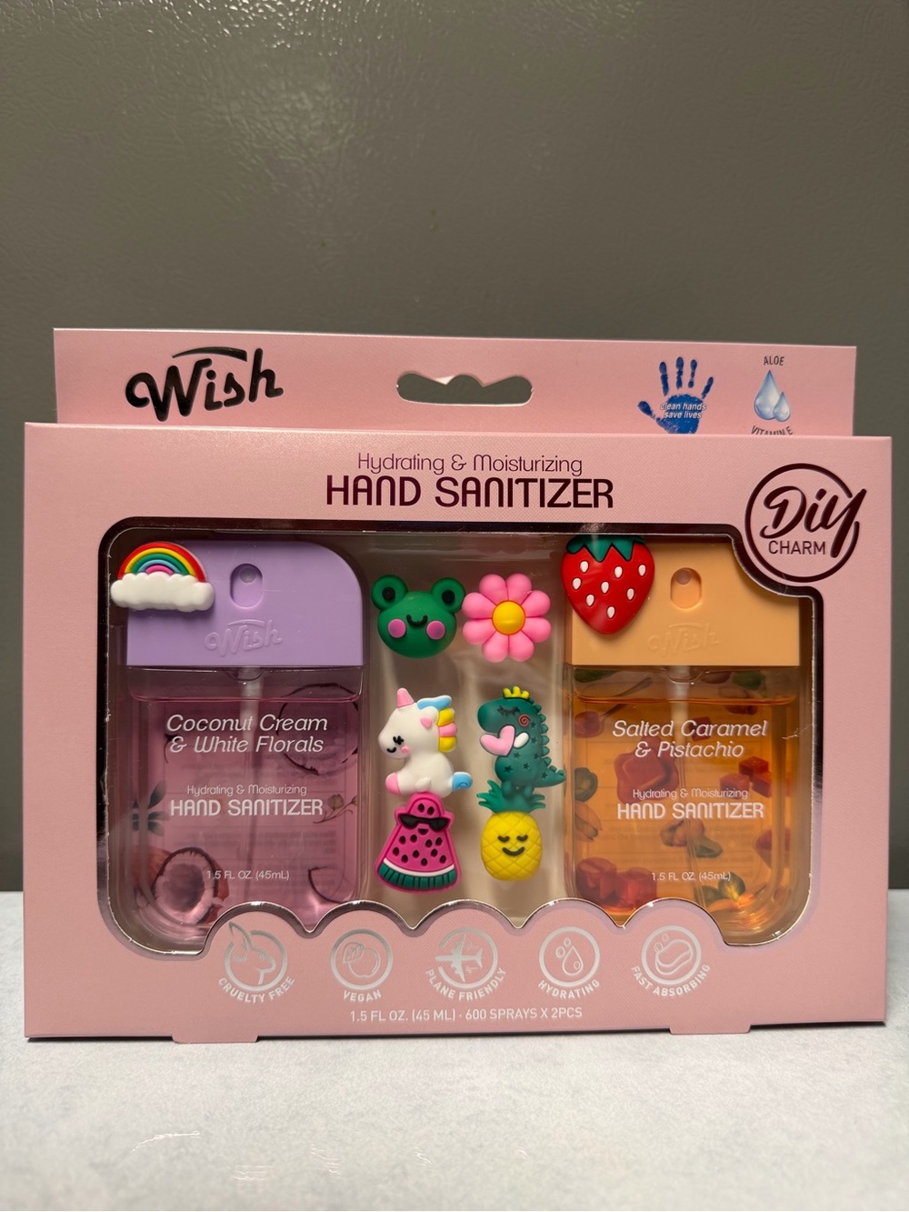 Wish Hydrating Hand Sanitizer Duo - Purple & Peach with DIY Charms